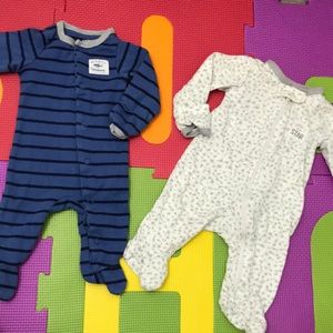 2 newborn footie pajamas